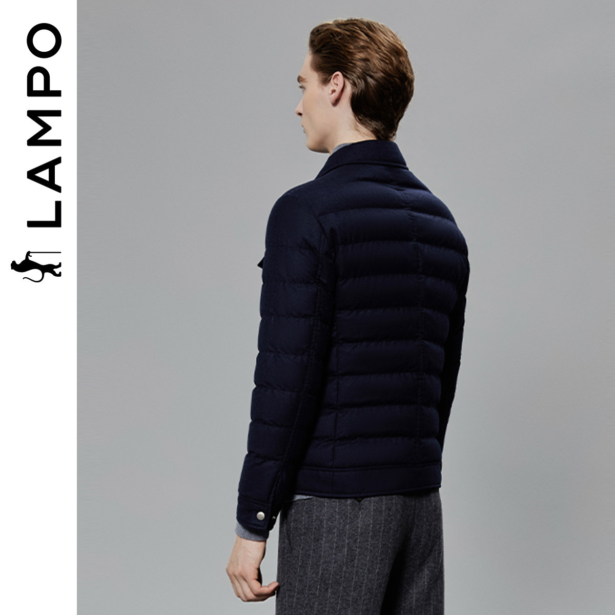 【羊毛羊绒】LAMPO/蓝豹男士羽绒服羊毛自然弹衬衫羽绒服外套
