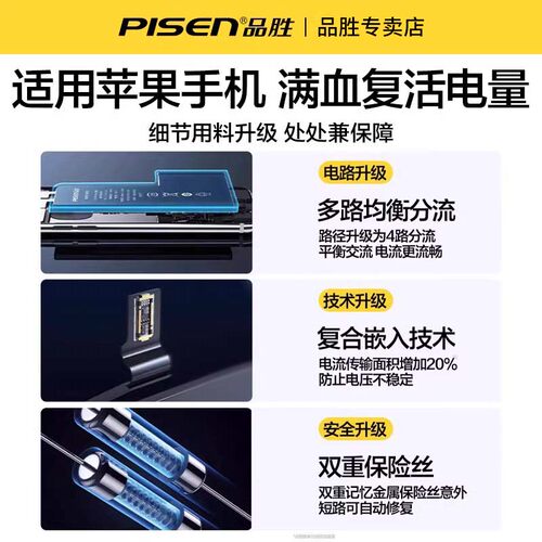 【超大容量】品胜适用苹果14手机电池iPhone13pro max电池12plus大容量xr超长续航XS持久耐用mini手机电板X - 图2
