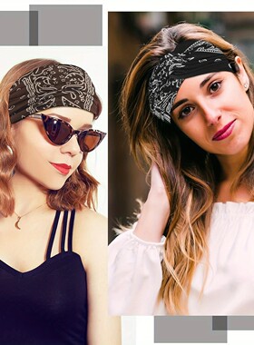 hairband瑜伽发带女士腰果头带欧美印花交叉发箍发饰时尚发带