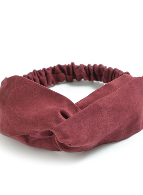 Suede elastic headband纯色麂皮绒弹力发带复古头带简约发饰女士