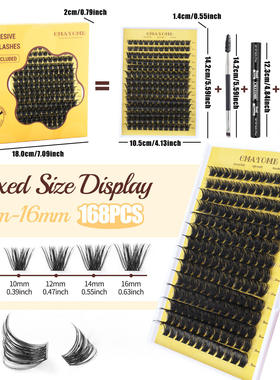 False eyelashes 8-16mm diagonal fly style curled glue style