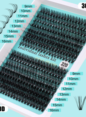 False eyelashes 320 clusters, 60d+80d glue tweezers set睫毛