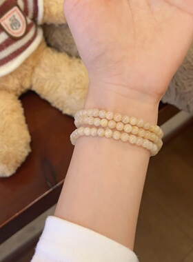 天然黄发晶三圈素手串发财手链