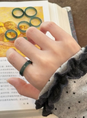 天然蓝水翡翠细条戒指指环素圈