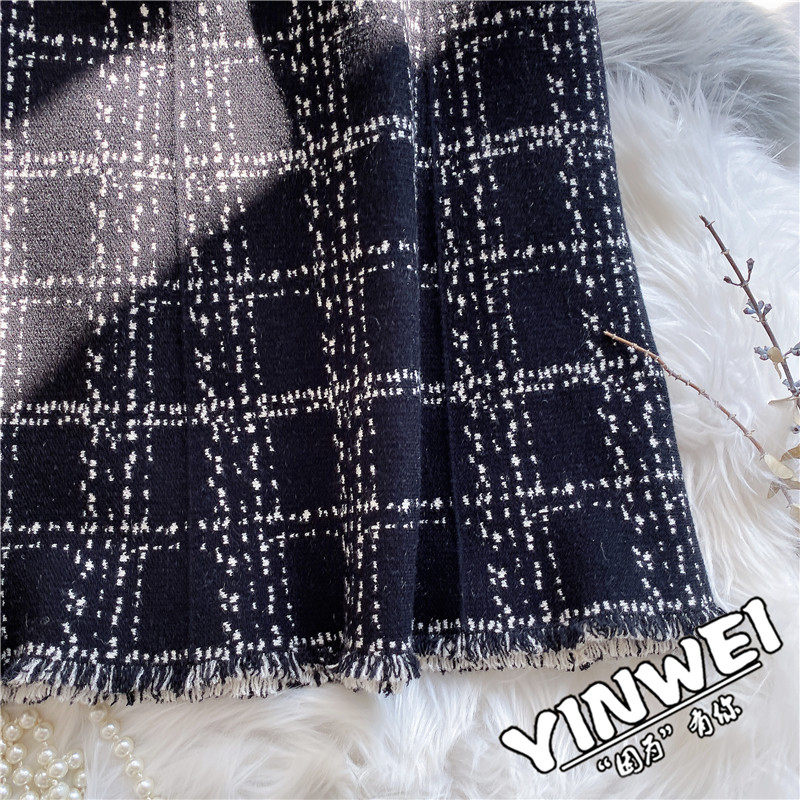 2020秋冬新款小香风格子针织裙长裙 茵蔚半身裙