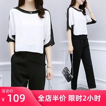 2022 new spring and summer large size womens clothing Fat mm Two-style suit Conspicuity Snow-spinning Shirts Fashion Light-cooked Wind Port