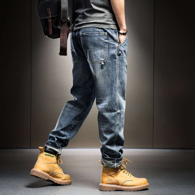 重磅美式复古男士宽松直筒牛仔裤 狂野骑士牛仔裤