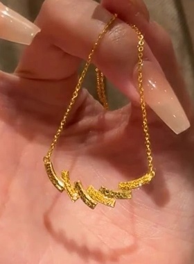 金色碎碎冰海浪项链2025新款爆闪精致时尚气质锁骨链