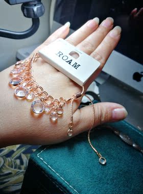 透明水滴刚才玫瑰金外单抽拉手链