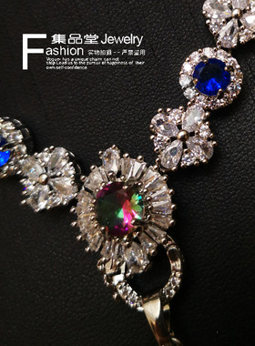 水晶锆石蛇骨链海洋之心项链孤品