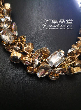 项链亚克力复古做旧串宝石国际范