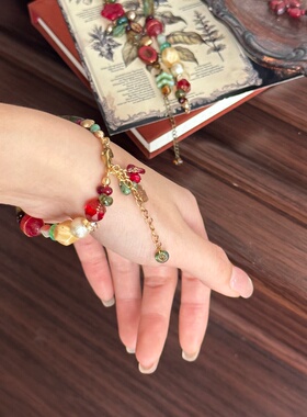 Christmas！圣诞礼物限量捷克珠手链复古做旧一加一shop原创设计