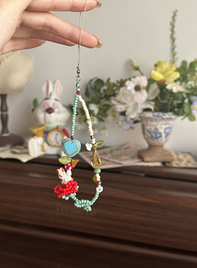 漫游奇境｜一加一shop原创设计爱丽丝兔子童话感手机链小众捷克珠