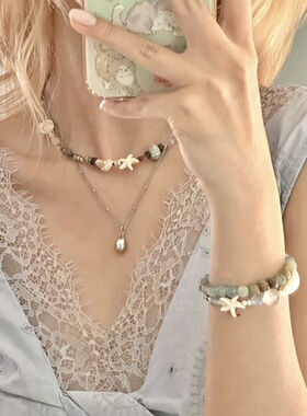 海屿｜一加一shop原创设计编绳项链海星度假风复古小众叠戴锁骨链
