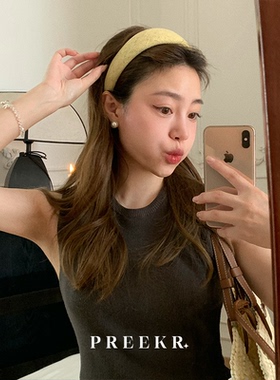 小清新布艺百搭鹅黄发箍