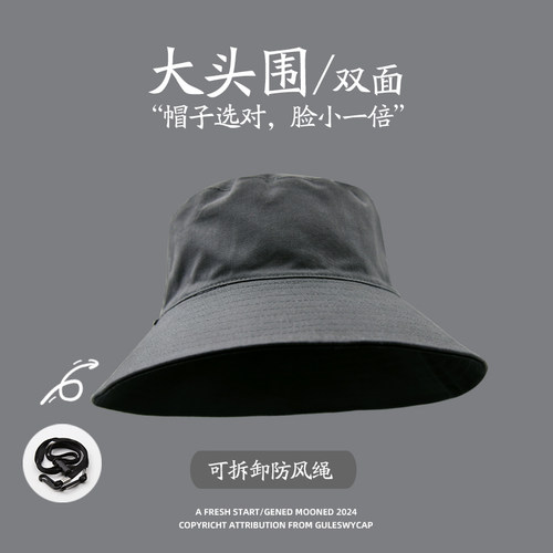 GULESWYCAP夏季大帽檐渔夫帽女日系韩版百搭复古遮阳防晒盆帽男潮 - 图1