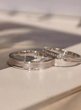 蒹葭与白露情侣戒指超定婚戒对戒男女款满天星对戒白铜材质
