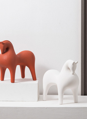 蓝色马摆件展厅样板房客厅装饰玄关办公室动物招财新居创意摆设