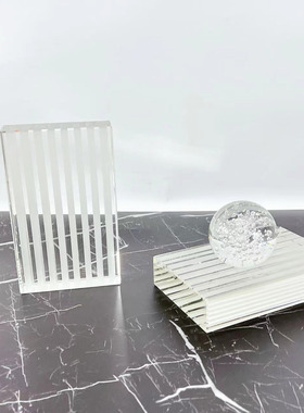 现代简约水晶条纹书靠书架书柜书房摆件书挡创意装饰艺术品