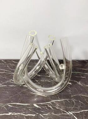 现代简约七彩透明银色金属交织花器花插摆件样板房售楼处软装饰品