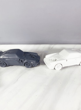 北欧现代样板房侵蚀结晶艺术小汽车雕塑模型摆件家居饰品