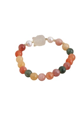 天然石新中式手链福禄寿水晶手链天然淡水珍珠多巴胺手链饰品