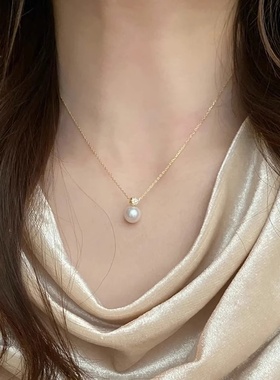 复古小灯泡项链女正圆强光牛头四爪珍珠气质百搭轻奢年新款