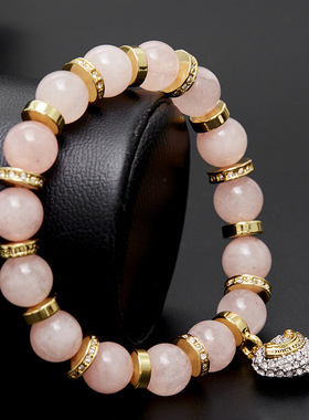 粉水晶手链镶钻爱心海星椰子树帆船星星玛瑙手镯手串女潮