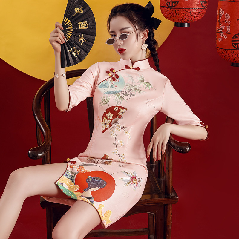 蚀骨旗袍2021年秋季新款复古连衣裙 红舍旗袍