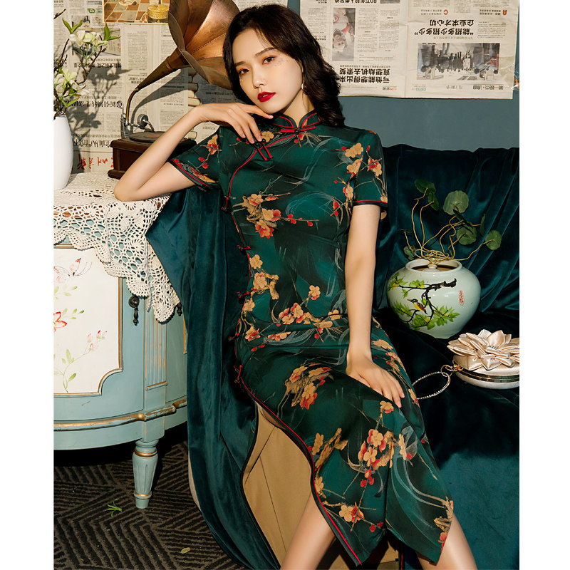 老上海旗袍年轻款少女2022年连衣裙 红舍旗袍