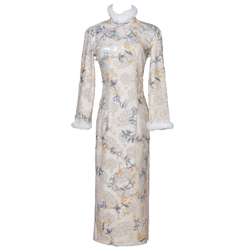 2021年冬季长袖优雅老上海长款旗袍 红舍旗袍