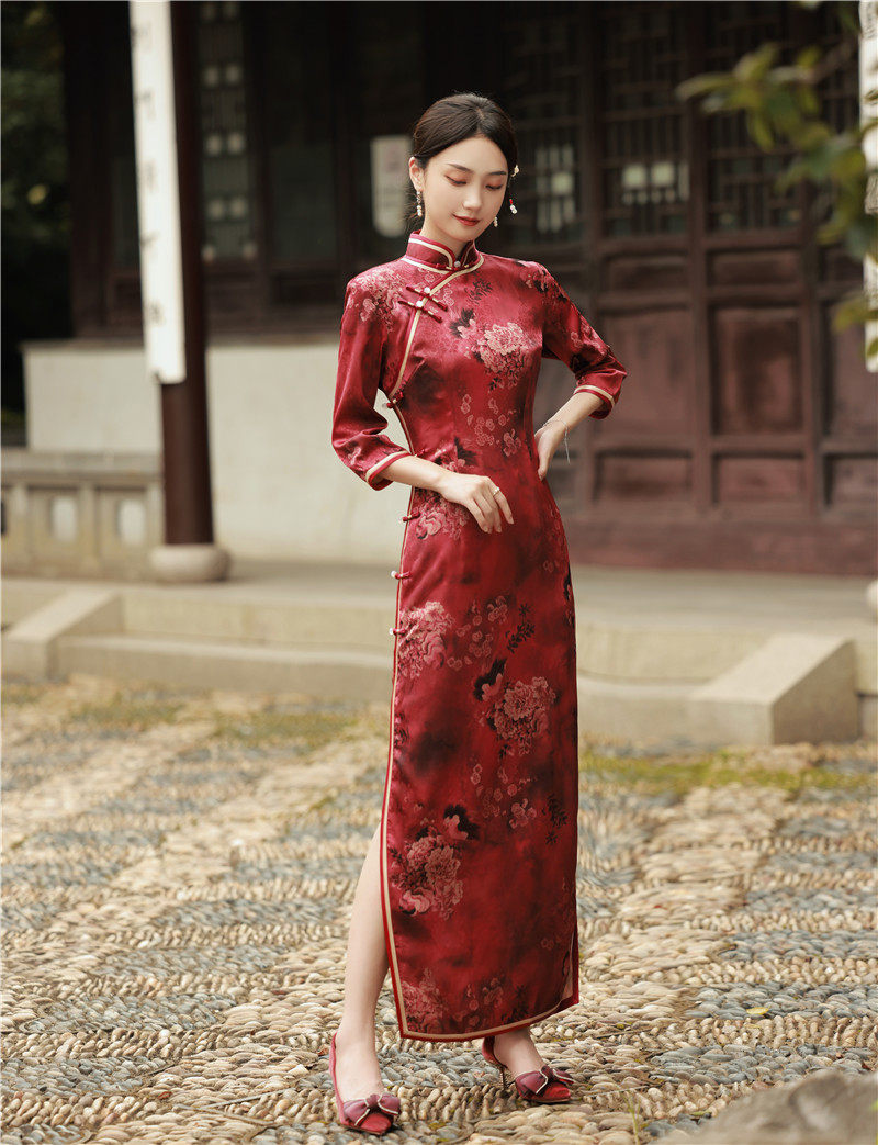 老上海长旗袍2021年秋季新款连衣裙 红舍旗袍