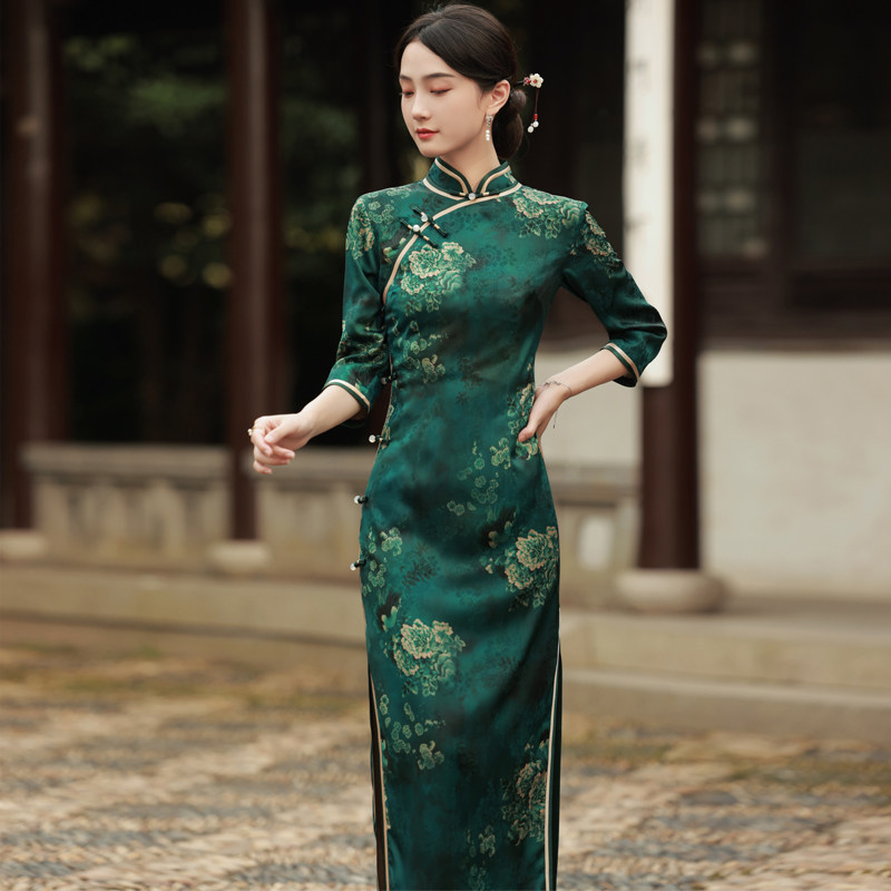 老上海长旗袍2021年秋季新款连衣裙 红舍旗袍