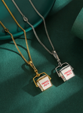 女挂坠可打开水饺外卖盒吊坠项链