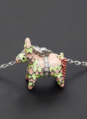 锁骨链彩色生肖驴马925纯银项链