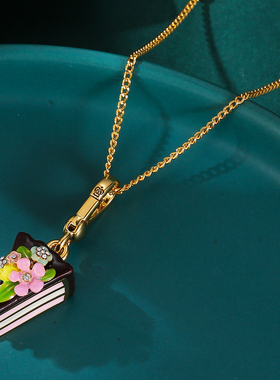 巧克力蛋糕三明治花朵吊坠项链女