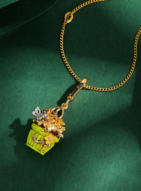 花盆花朵篮子吊坠项链挂坠珐琅彩