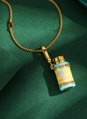 汽水瓶女珍珠可打开吊坠项链挂坠