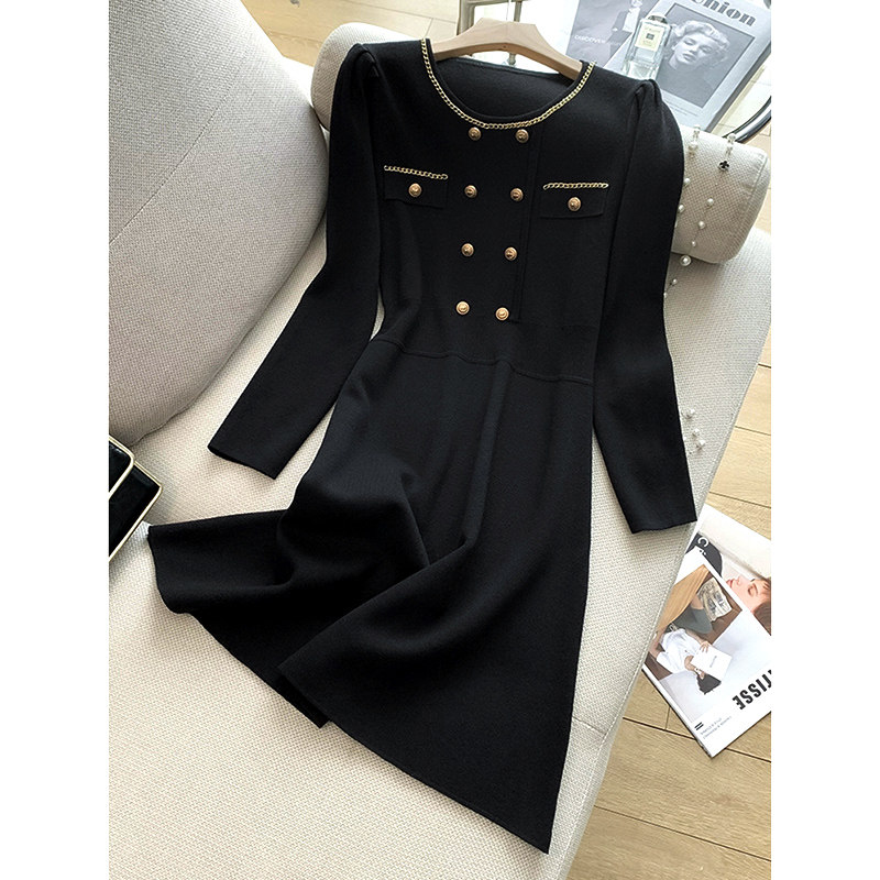 法式小香风复古长袖针织连衣裙女2025秋季新款配大衣内搭打底裙子,淘宝优惠券,粉丝福利购,淘宝优惠卷