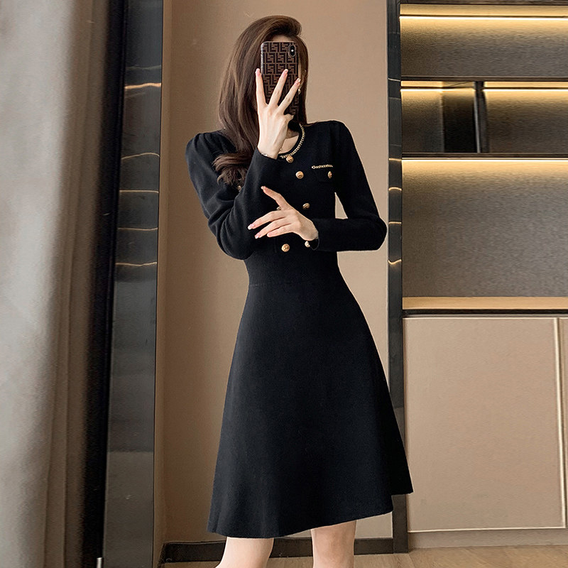 法式小香风复古长袖针织连衣裙女2025秋季新款配大衣内搭打底裙子,淘宝优惠券,粉丝福利购,淘宝优惠卷