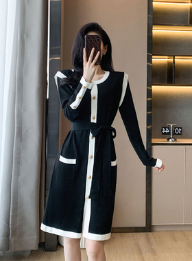 小香名媛风时尚针织连衣裙女秋季