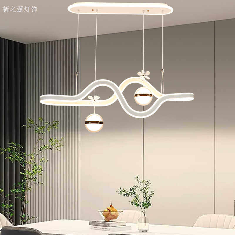 餐厅吊灯异形灯具现代简约吧台饭厅餐桌灯北欧创意家用长条鱼线灯,淘宝优惠券,粉丝福利购,淘宝优惠卷