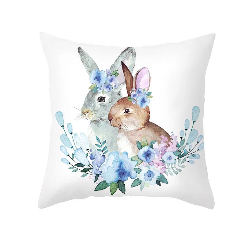 Easter Decorations For Home  Cotton Pillow Cases Rabbit Happ - 图3