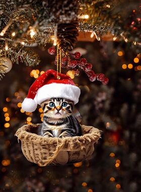Christmas Decoration 2025 2d Acrylic Funny Cat ChristmasTree