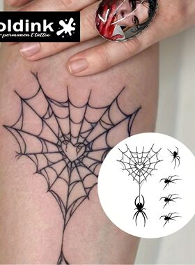 Halloween Heart-Shaped Spider Web Temporary Tattoo,Lasts To