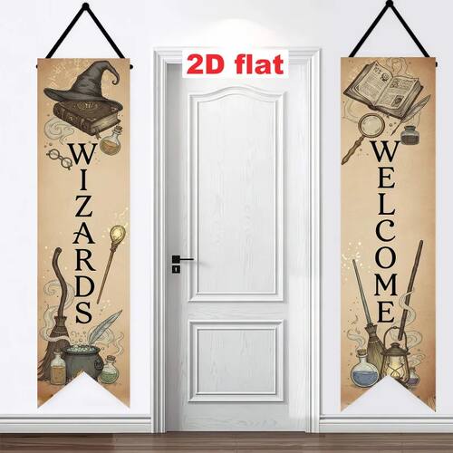Set of 2 | 2D Flat-Style | Wizard & Magic-Themed Decorative - 图0