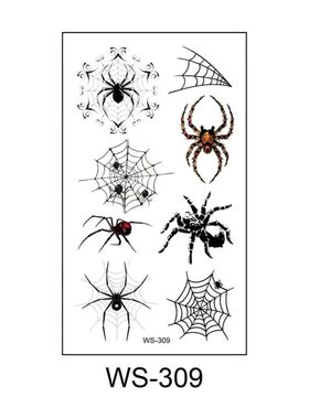 Halloween Temporary Tattoo Sticker Black Spider Web Face Bod
