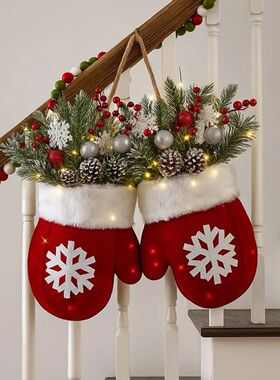 Christmas Garland Creative Glove Shaped Simulated Flower Wre