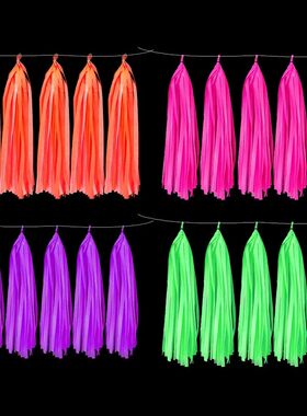 Luminous Tape Neon Paper Garland Tissue Tassel Star Glow in