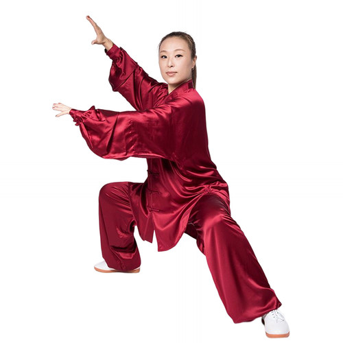 易武堂真丝太极服19姆米99.99%桑蚕丝高端练功服可定制镶钻和颜色 - 图1